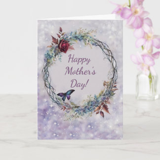 Mothers Day General with Pretty Wreath Butterfly  Kaart