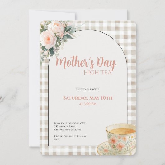 Mother's Day High Tea Invitation Floral Tea Party (Devant)