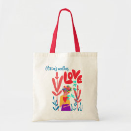 Mother's Day, love illustration. Woman, flowers Tote Bag