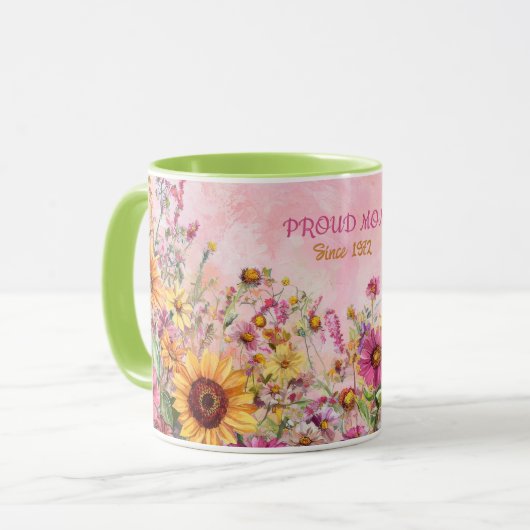 Mother's Day Mug Text "MOM" "Since 1972" (Devant gauche)