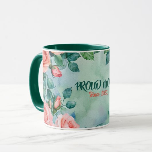 Mother's Day Mug Text "MOM" "Since 1972" Mok (Voorkant links)