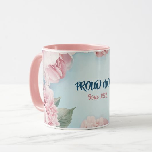 Mother's Day Mug Text "MOM" "Since 1972" Mok (Voorkant links)