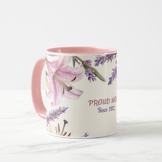 Mother's Day Mug Text "MOM" "Since 1972" Mok (Voorkant links)