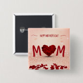 Mother's Day Rose Heart Bouquet - Button (Voorkant /achterkant)