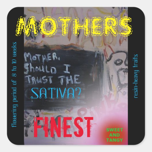 MOTHERS FINEST SATIVA VIERKANTE STICKER (Voorkant)