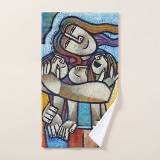 Mothers Hug - Contemporary Cubist Artistic Hand To Handdoek