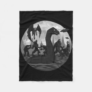 Mothman Bigfoot Loch Ness Monster Aliens Ufo Fun C Fleece Deken