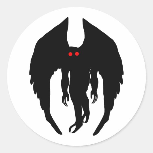 Mothman Cryptid Ronde Sticker (Voorkant)