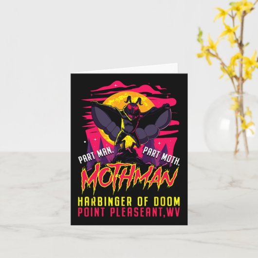 Mothman Fun Cryptid Harbinger Part Man Part Moth Kaart (Gele Bloem)