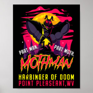 Mothman Fun Cryptid Harbinger Part Man Part Moth Poster
