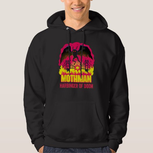 Mothman Harbinger van Doom Folklore Creepy Cryptid Hoodie (Voorkant)