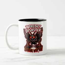 Mothman I Predict Disaster Funny Cryptid Humor Tweekleurige Koffiemok