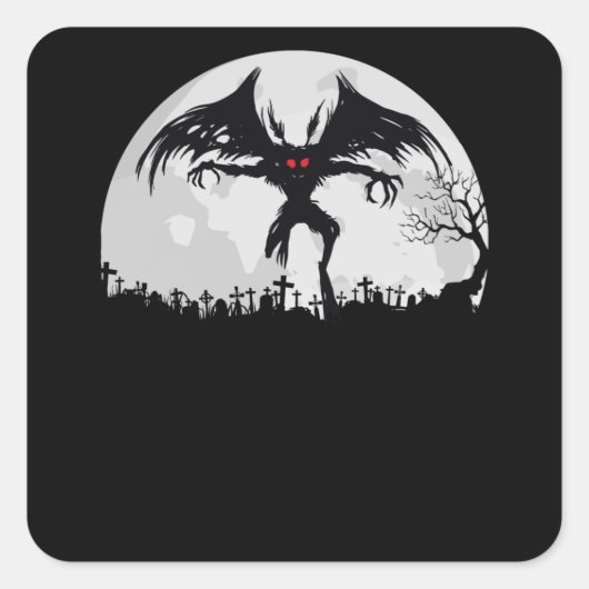 Mothman Moon Cryptid Point Pleasant Gift Vierkante Sticker (Voorkant)