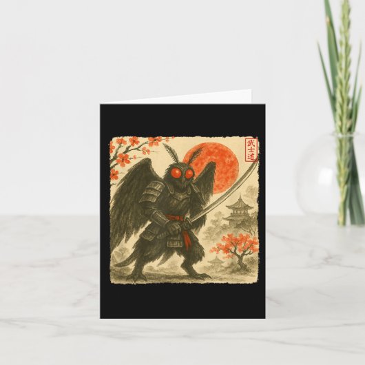 Mothman Samurai Japanese Warrior Costume Sumi-e Ar Kaart (Voorkant)