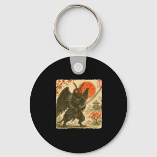 Mothman Samurai Japans krijgerkostuum Sumi-e Ar Sleutelhanger