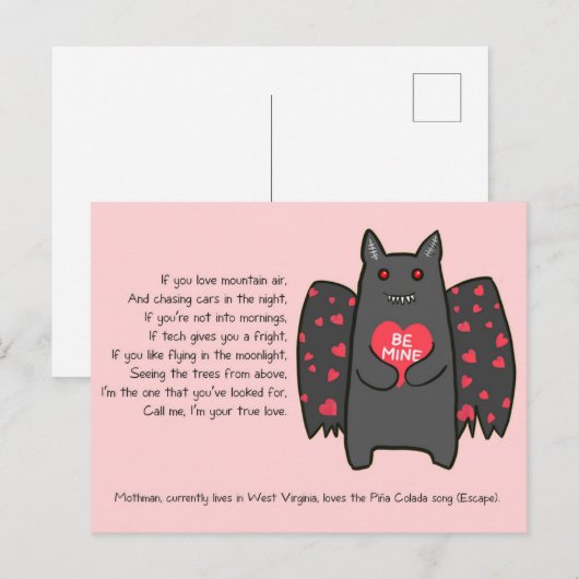 Mothman Valentijnskaart Feestdagenkaart (Voorkant / Achterkant)