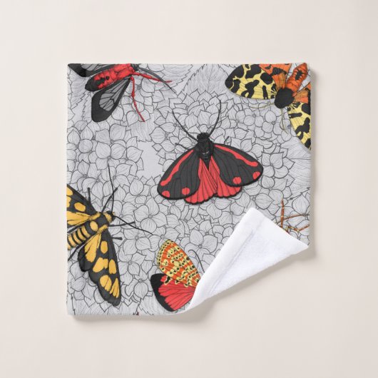 Moths on hydrangea bad handdoek (Wasdoekje)