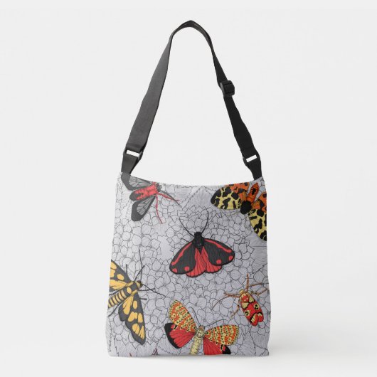 Moths on hydrangea crossbody tas (Voorkant)