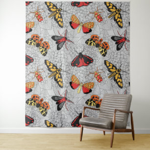 Moths on hydrangea wandkleed