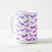 Moths Pattern roze Blue Paars Koffiemok (Voorkant links)