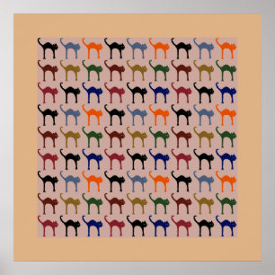 motief chat / kattenpatroon poster