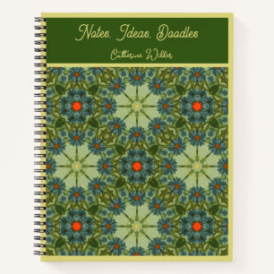  motief in groen met blauwe bloemen notitieboek