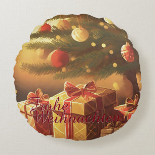 Motief, met cadeaus onder de kerstboom 37016 rond kussen