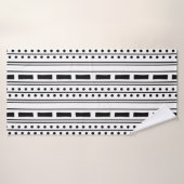 Motif à bande noir et blanc moderne Boho  (Serviette de bain)