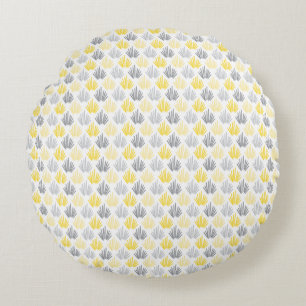 Motif à brosse Jaune et gris Coussin rond