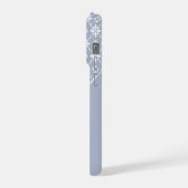 Motif à carreaux de fleurs blanches sur bleu Dusty (Côté gauche)