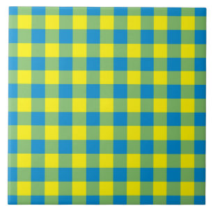 Motif à carreaux et à losanges bleu jaune vert