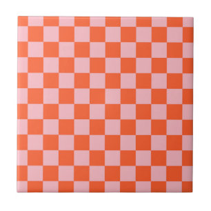 Motif à carreaux orange et rose