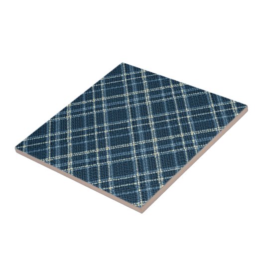 Motif à carreaux pointillés. Gris-bleu. (Côté)