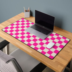 Motif à carreaux rose chaud et beige