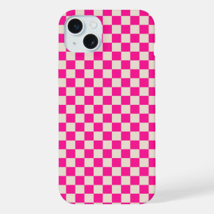 Motif à carreaux rose vif et beige