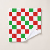Motif à carreaux rouge blanc vert (Gant de toilette)