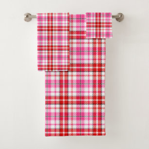 Motif à carreaux Tartan blanc rouge rose