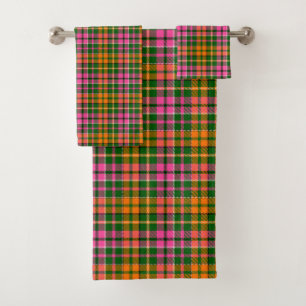 Motif à carreaux tartan vert rose orange