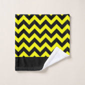 Motif à chevron jaune et noir monogramme (Gant de toilette)