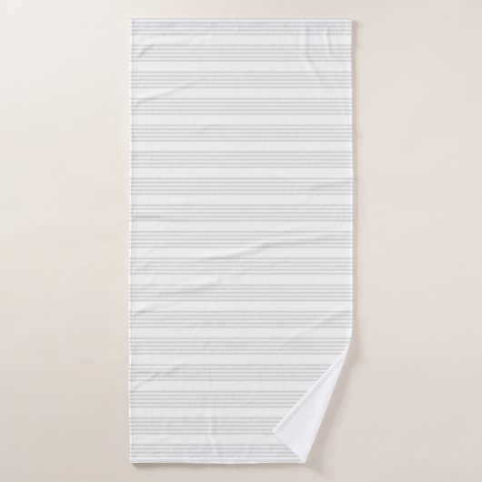 Motif à cinq bandes gris clair et blanc (Serviette de bain)