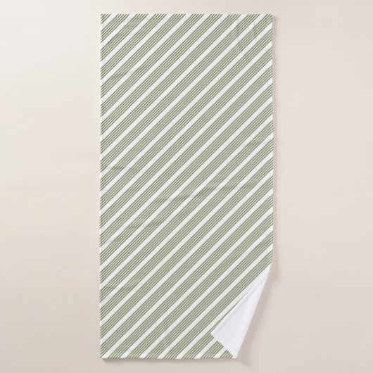 Motif à cinq bandes vert et blanc olive (Serviette de bain)