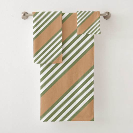 Motif à cinq bandes vert olive et blanc avec bronz (En situation)