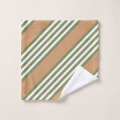 Motif à cinq bandes vert olive et blanc avec bronz (Gant de toilette)