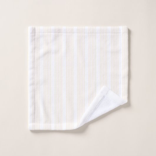 Motif à cinq rayures beige et blanc (Gant de toilette)