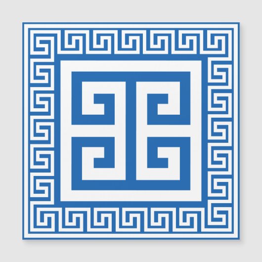 Motif à clé grecque Carte magnétique blanche et bl (Devant)