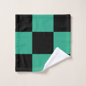 Motif À damiers de Black and Jungle Green (Gant de toilette)