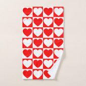 Motif À damiers rouge et blanc avec coeur (Serviette à main)