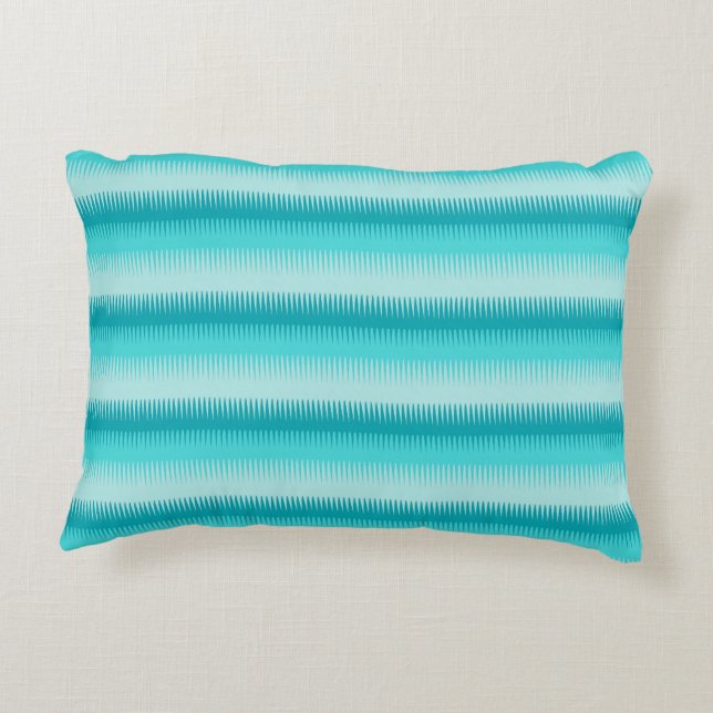 Motif à dent mince bleu turquoise aqua coussin (Dos)