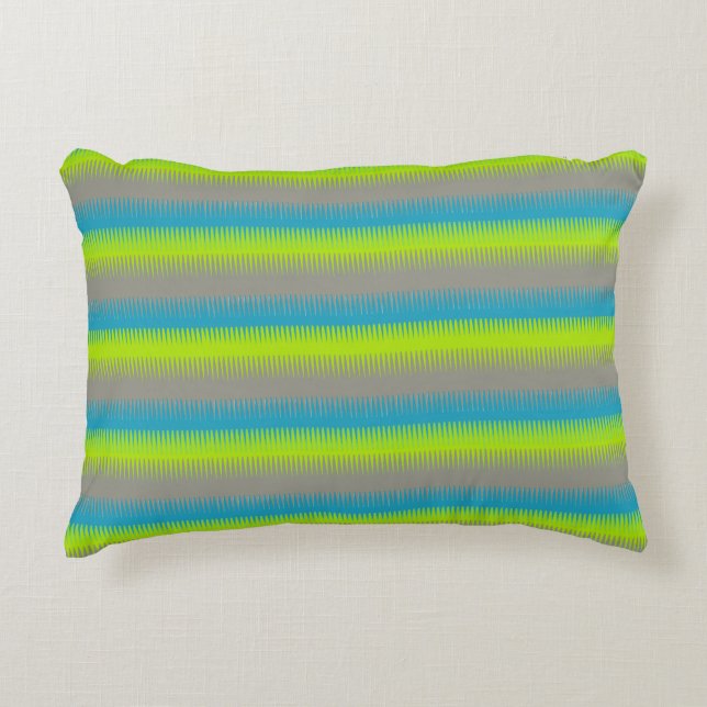 Motif à dent mince vert turquoise gris coussin (Devant)