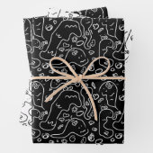 Motif à doodle noir et blanc enveloppe feuille pap (En situation)